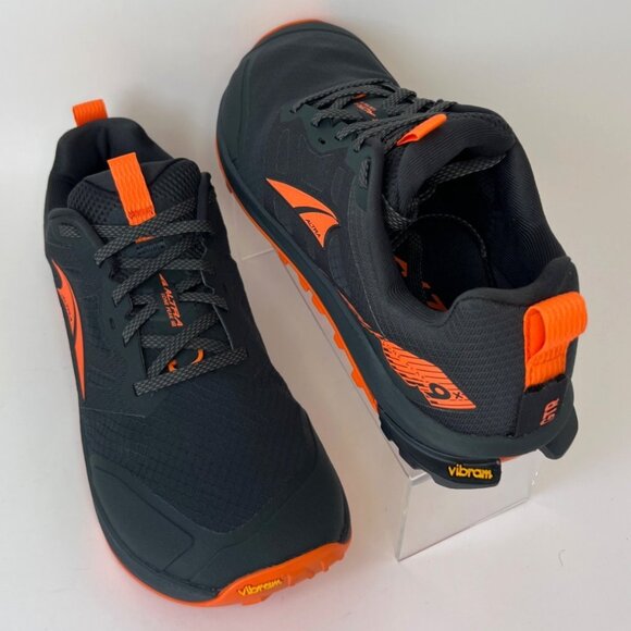 Altra Lone Peak 9+ Men Trail Running Shoes Vibram Black Orange Size 10.5 - Picture 1 of 10